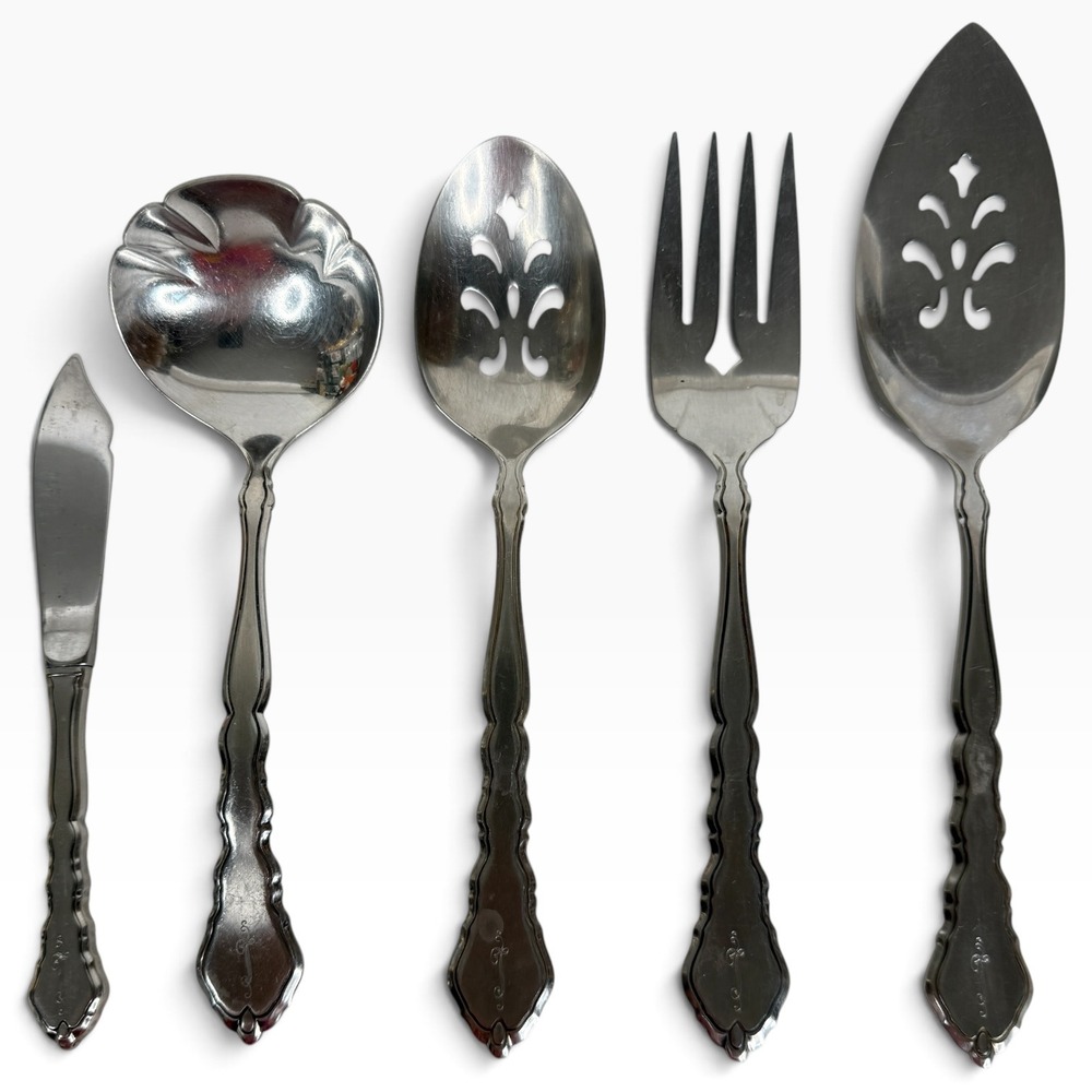 Ondida Community Satinique Hostess Serving Set 5 Piece Stainless Vintage